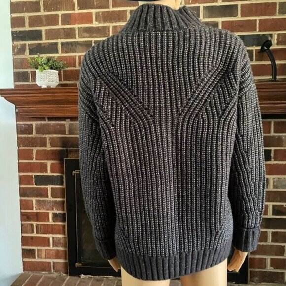 COLUMBIA Pine Street Mock Neck Wool Blend Heather Gray Sweater size XS Coat NEW - Picture 2 of 16